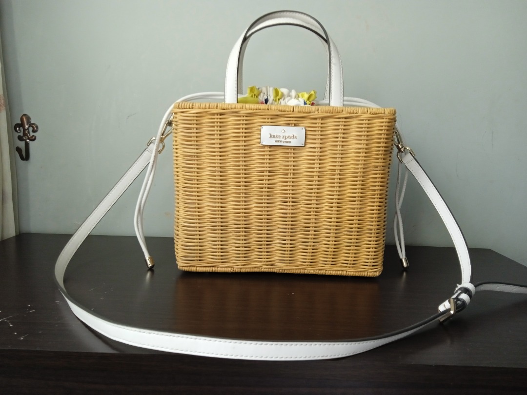 Kate spade sam wicker lemon zest medium satchel best sale