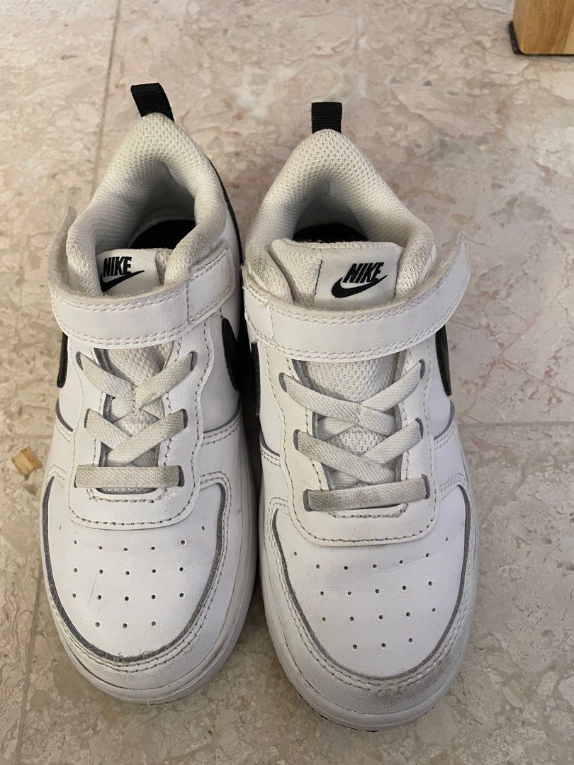 Kids US size 10c white leather sneakers court borough low Babies