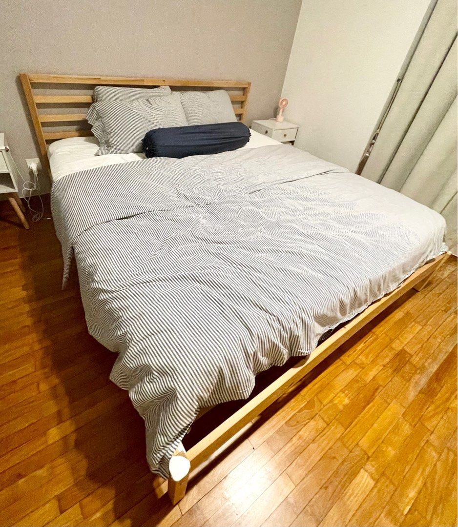 King size ikea bed frame, Furniture & Home Living, Furniture, Bed Frames & Mattresses on Carousell
