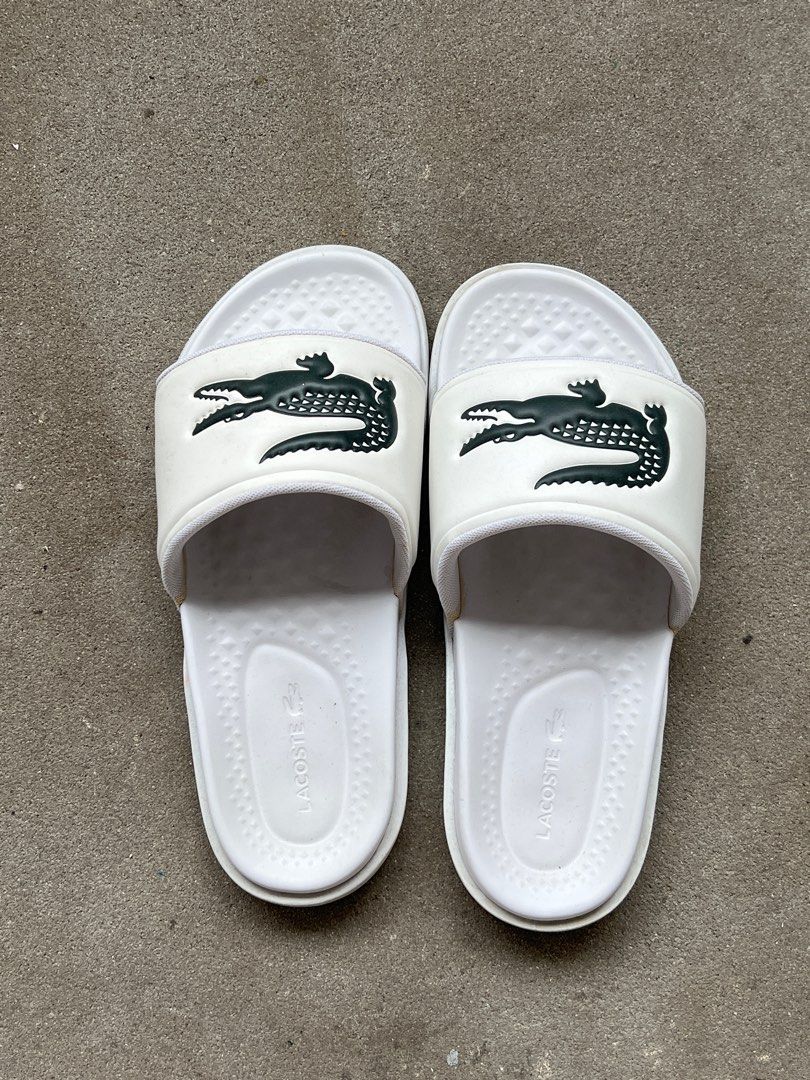 lacoste green flip flops
