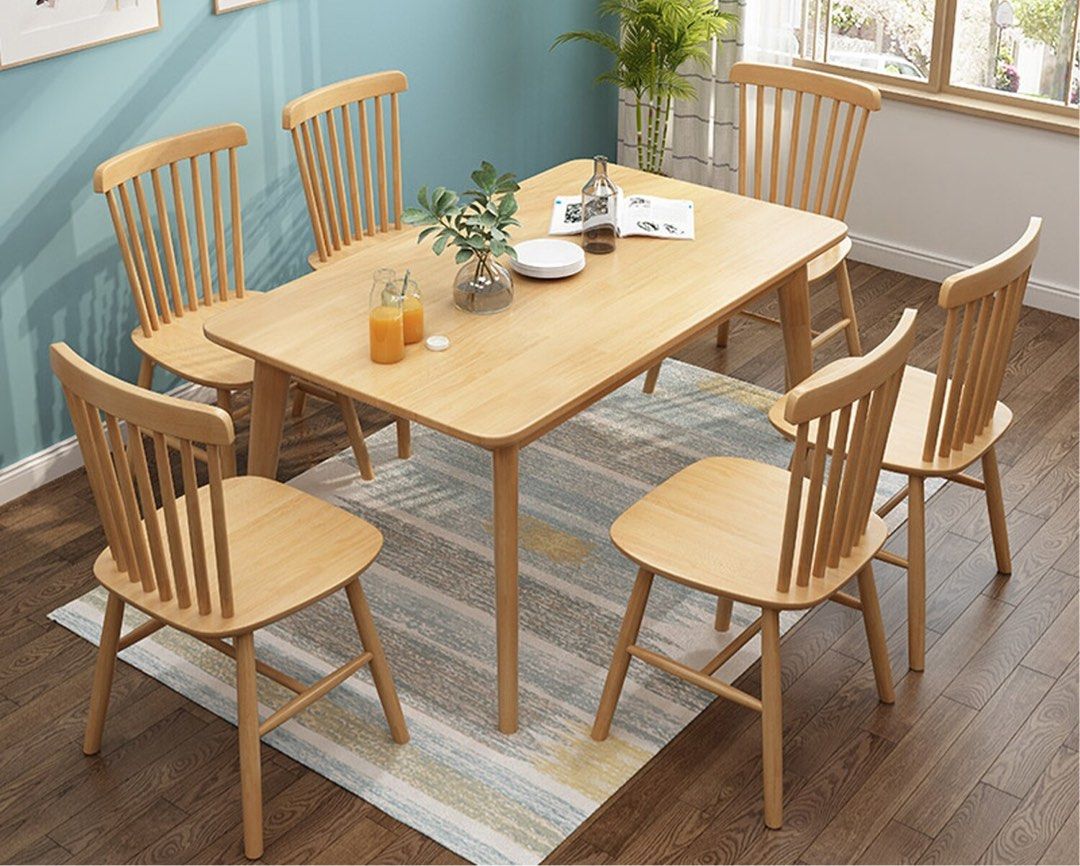 Light Solid Wood Dining Table (Chairs not included), Furniture & Home