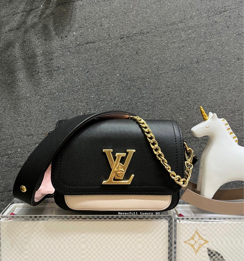 Louis Vuitton Lockme Tender Grained Calfskin Pink Black Crossbody Handbag