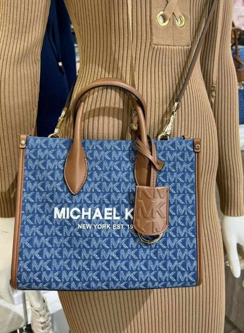 Michael Kors Mirella Small Satchel Crossbody Denim Blue Jacquard Canvas,  Luxury, Bags & Wallets on Carousell