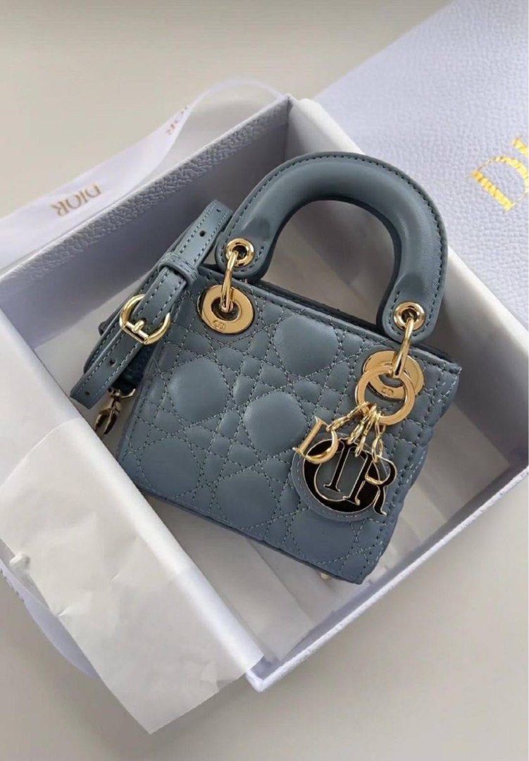 Mini Lady Dior Bag Cloud Blue Patent Cannage Calfskin