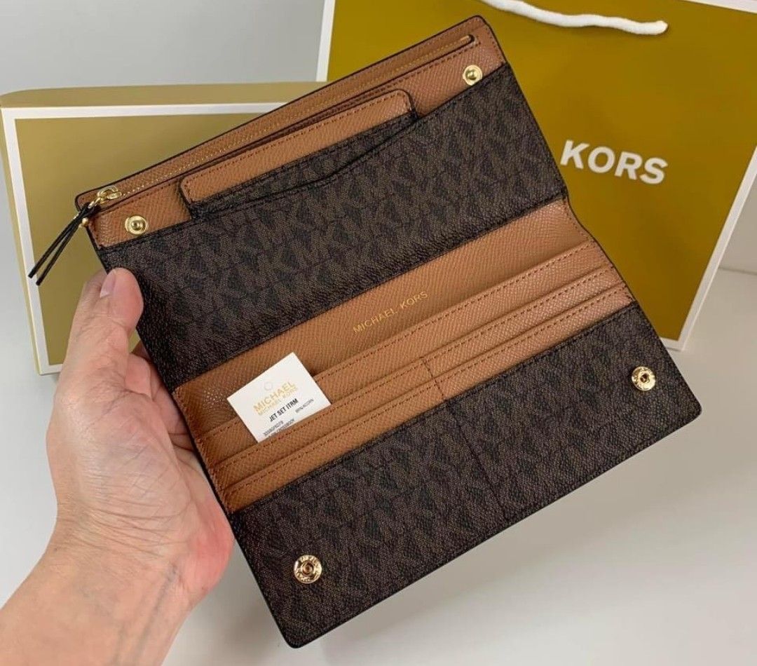 Large logo slim store wallet michael kors
