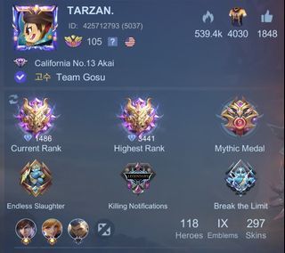 MOBILE LEGENDS STACKED ACCOUNT 600$