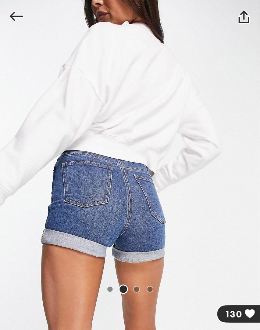 Monki Lanelle Organic Cotton Blend denim shorts in mid wash