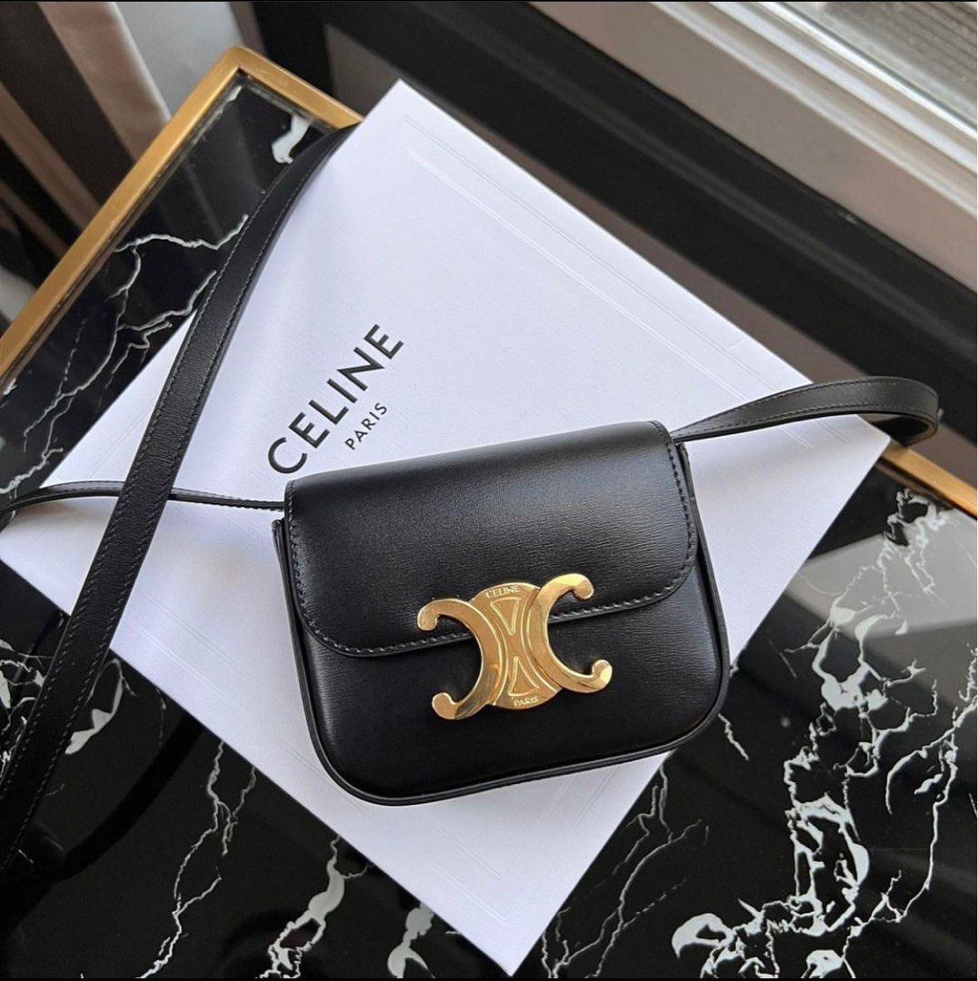 [VIPセール] CELINE セリーヌ Small Box Triomphe バッグ CELINE Triomphe Canvas Calfskin Small Cuir Triomphe Box Tan
