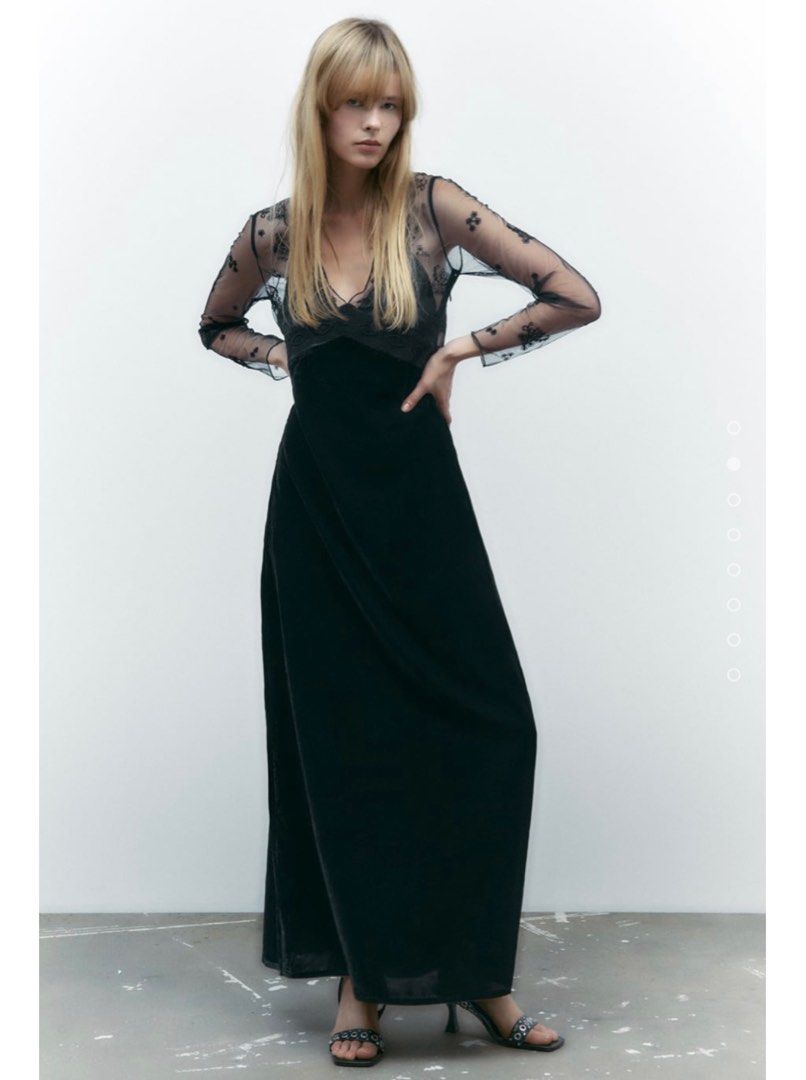 Zara contrast velvet dress discount