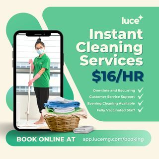 On-Demand Home Cleaning from $16 per hour - Part-time maid, cleaner, helper, house cleaning available 7 days per week across Singapore