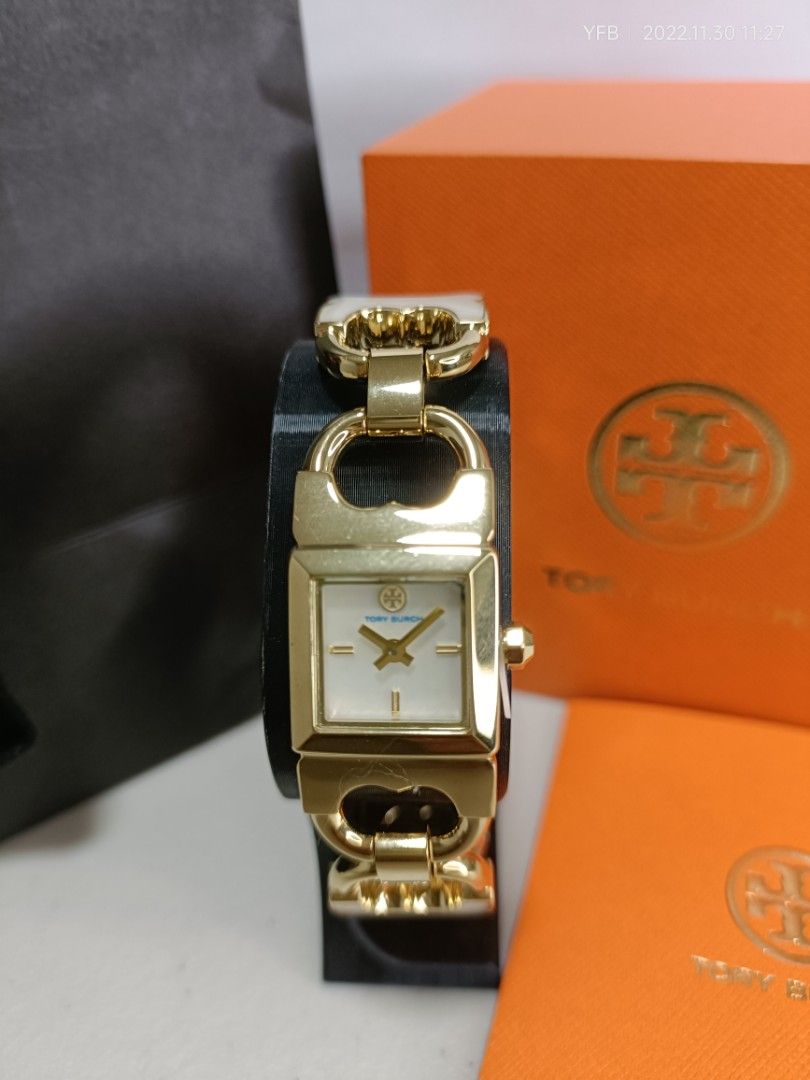 Tory Burch TBW5409 Double T-Link Gold Stainless Steel Link Strap Women's  Watch