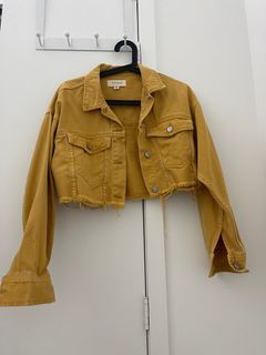 Pacsun yellow denim cropped jacket