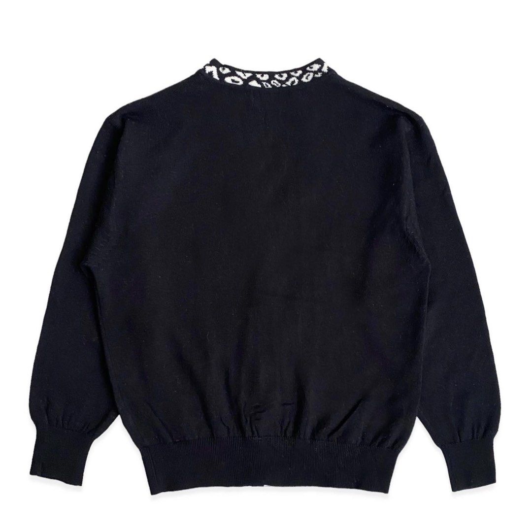 Paolo Gucci cheetah accents knitted cardigan black kardigan knit