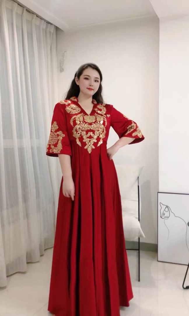 Plus size UK16 18 Chinese wedding gown dress