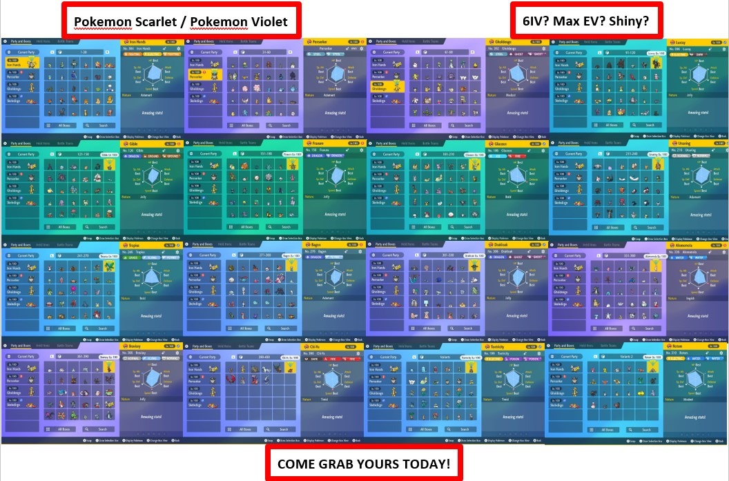 Full Regional Paldea Pokedex Shiny 6IV Max Stats | Pokemon Scarlet and  Violet