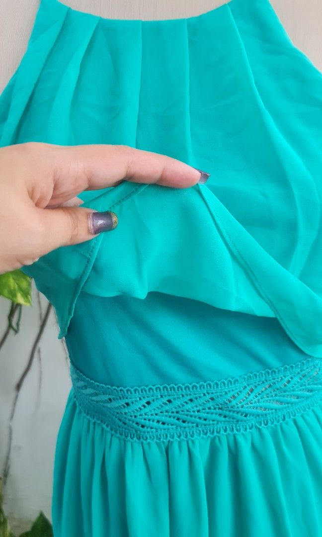 Pre owned: sheer teal dress (Category: Dresses) located in Binan City. Submitted by thefayeshop (Listing ID 1200080302, Image 2). Description: this is greener in person..