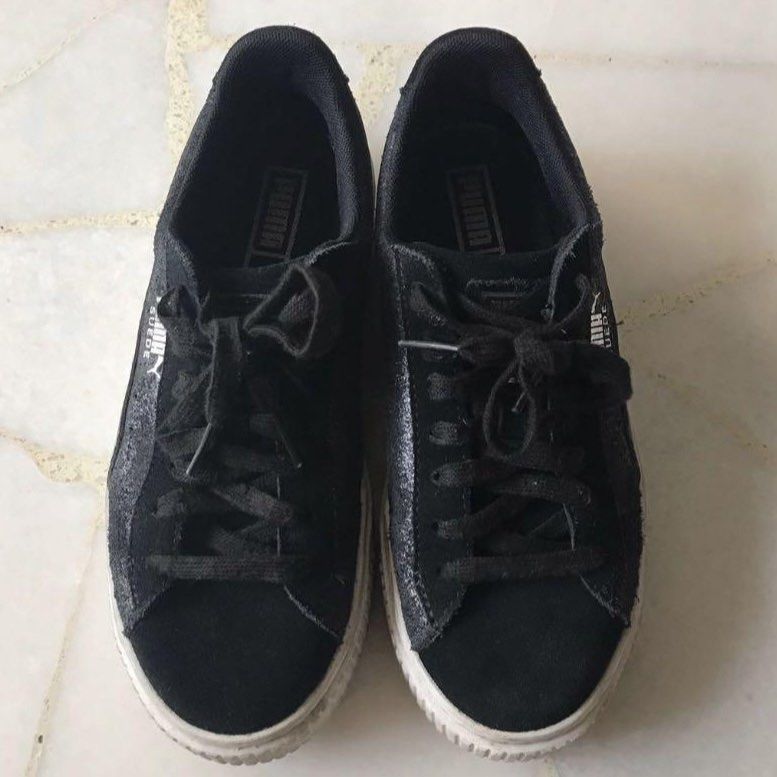 Puma Suede Platform Core Black Shoes US 6.5 EUR 37 Women s
