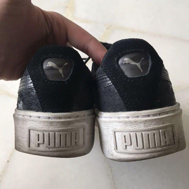All black cheap puma suede platform