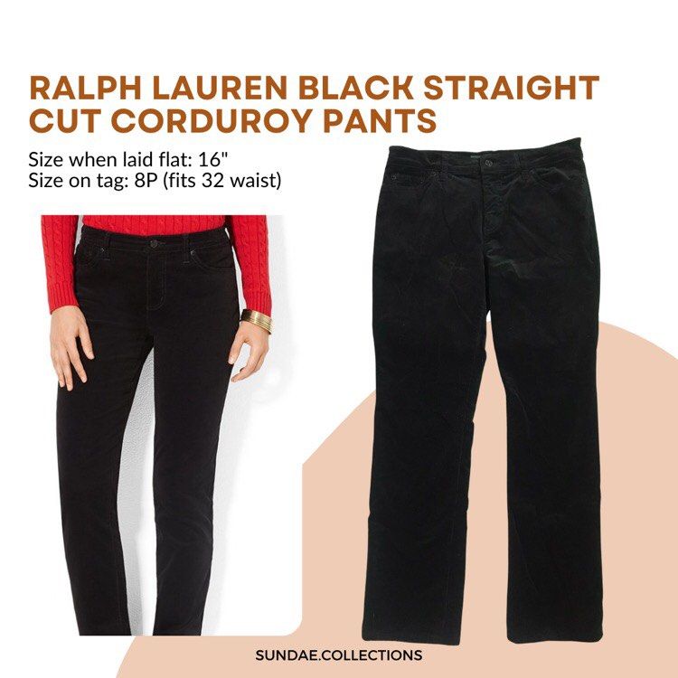 Ralph Lauren Straight Cut Black Corduroy Pants, Luxury, Apparel on Carousell