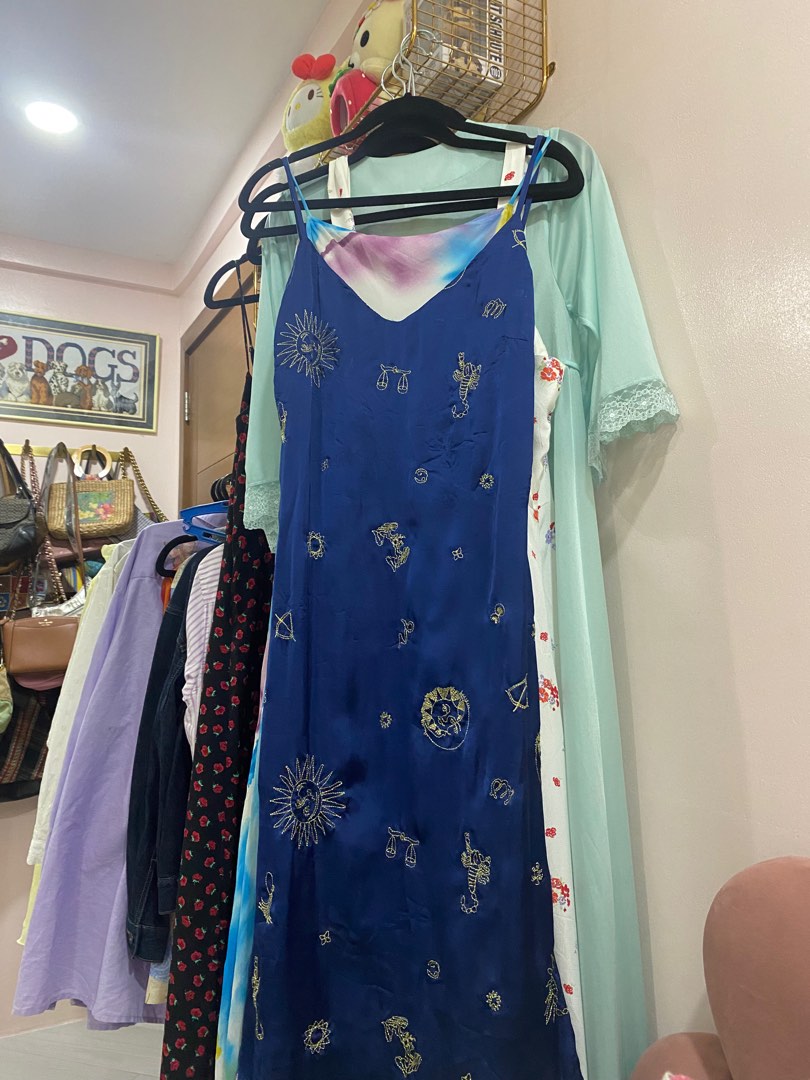 Realisation Par themed dark navy blue zodiac sign dress, Women's