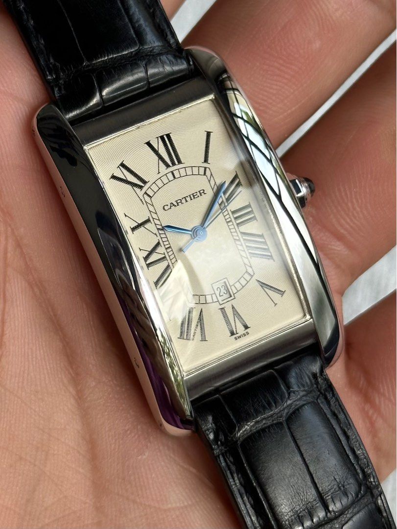 SOLID GOLD Cartier Tank Americaine Large ref. 1741 18k White Gold SERVICED FULL SET MINT CONDITION