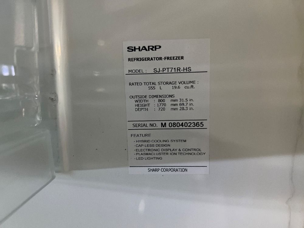 SHARP 2Door Refrigerator Model SJPT71RHS / Model Peti Sejuk 2 Pintu