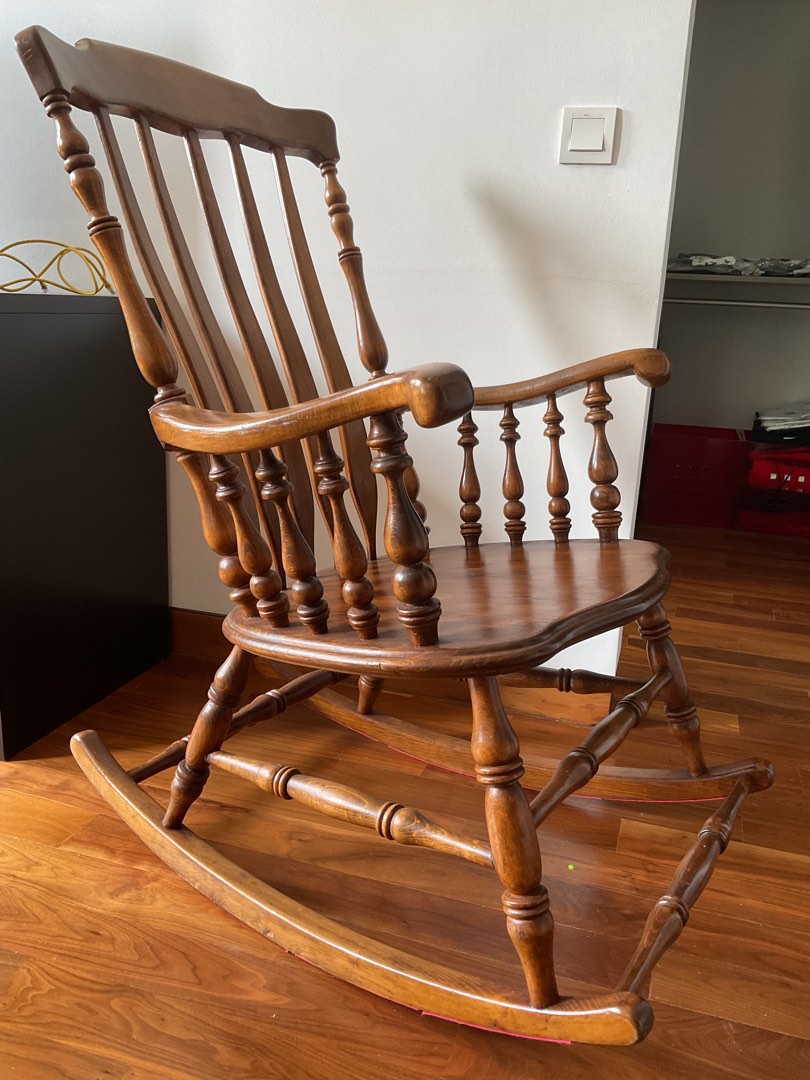 Solid wood rocking chair, Furniture & Home Living, Furniture, Chairs on ...