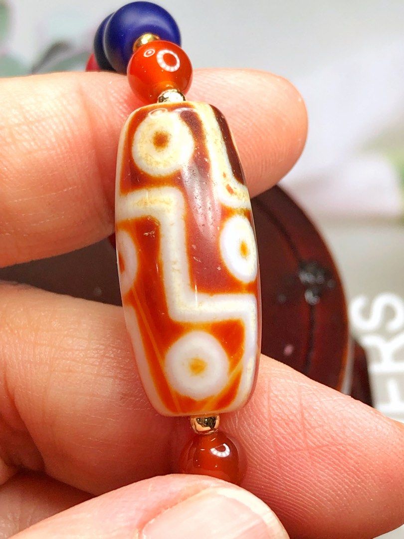 Tibetan Dzi Beads Carnelian Nine-Eyed Dzi Beads 藏传红玉髓九