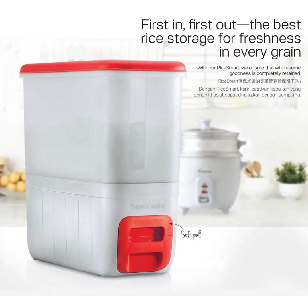 Tupperware Rice Dispenser 10kg, Furniture & Home Living, Kitchenware ...
