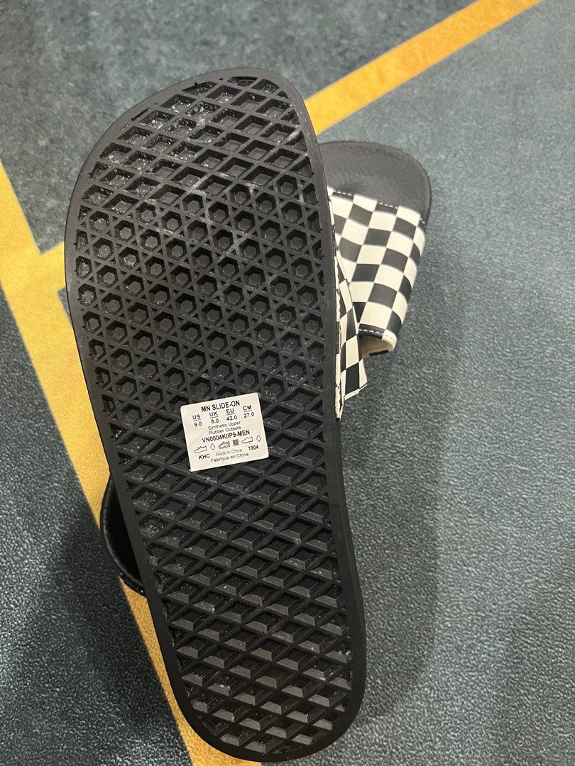 Vans checkerboard hot sale slides yellow
