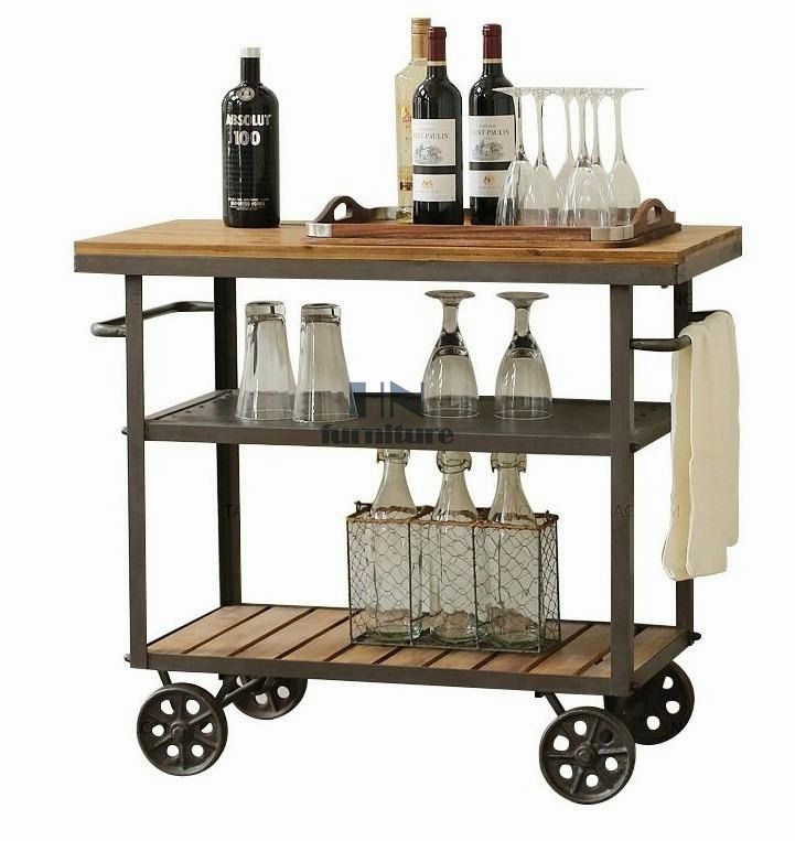 hn0134 VRINDA _ Modern Rustic Kitchen Trolley, Furniture & Home Living