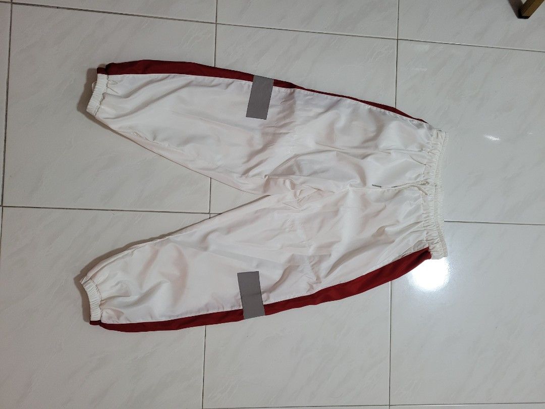 White and red joggers sweatpants track pants