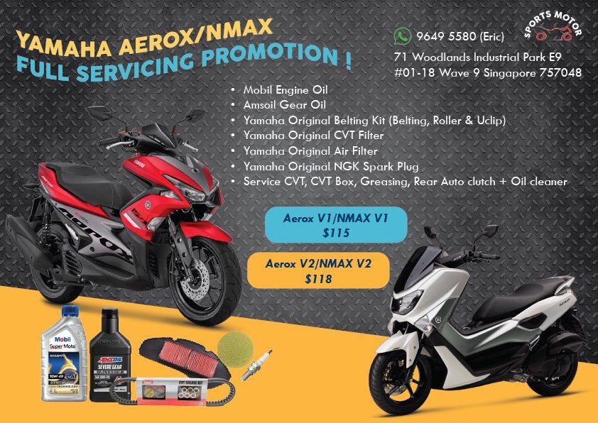 Yamaha Aerox/Nmax full servicing promotion , Motorcycles, Motorcycle