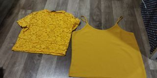Zara Lace top yellow outfit