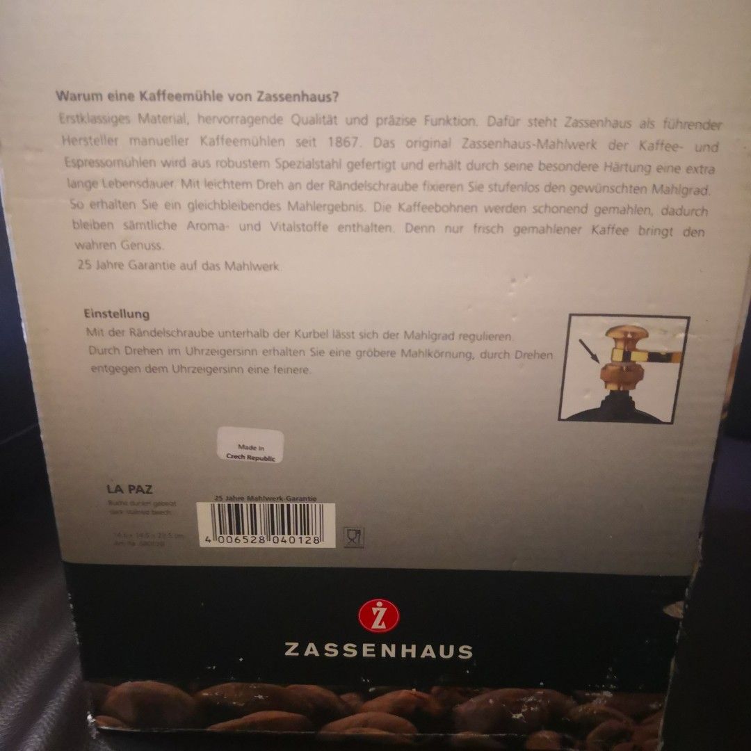Zassenhaus La Paz Old Style Coffee Grinder, Furniture & Home Living