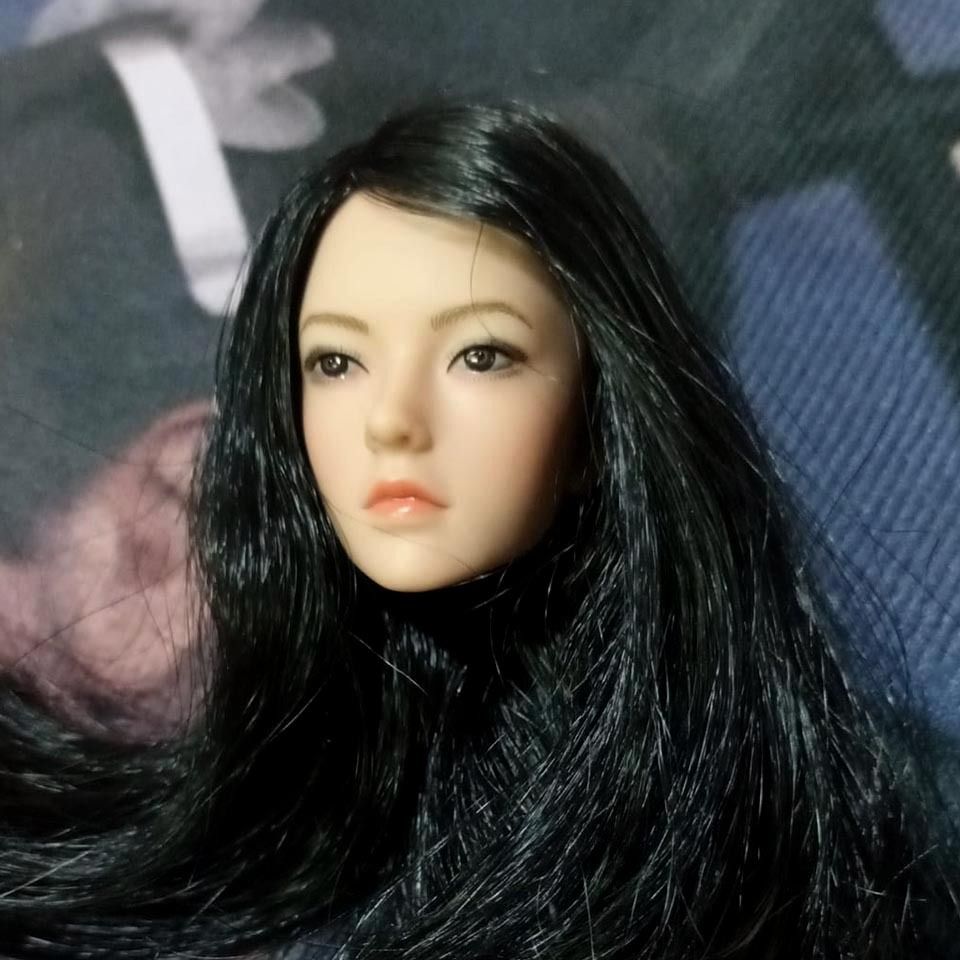 jd 素 ☆ 預訂貨☆】【現貨】【12吋兵人頭雕】1:6 12吋FIGURES 亞洲黑長髮美女頭雕*這是實拍圖（建議配JD素體小麥或KT膚色）, 興趣及遊戲,  玩具& 遊戲類-