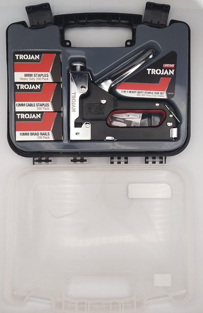 3 in 1 GUN TROJAN Staple Gun Heavy Duty Metal Stapler for Staples or