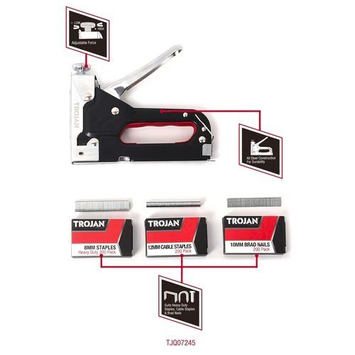 3 in 1 GUN TROJAN Staple Gun Heavy Duty Metal Stapler for Staples or