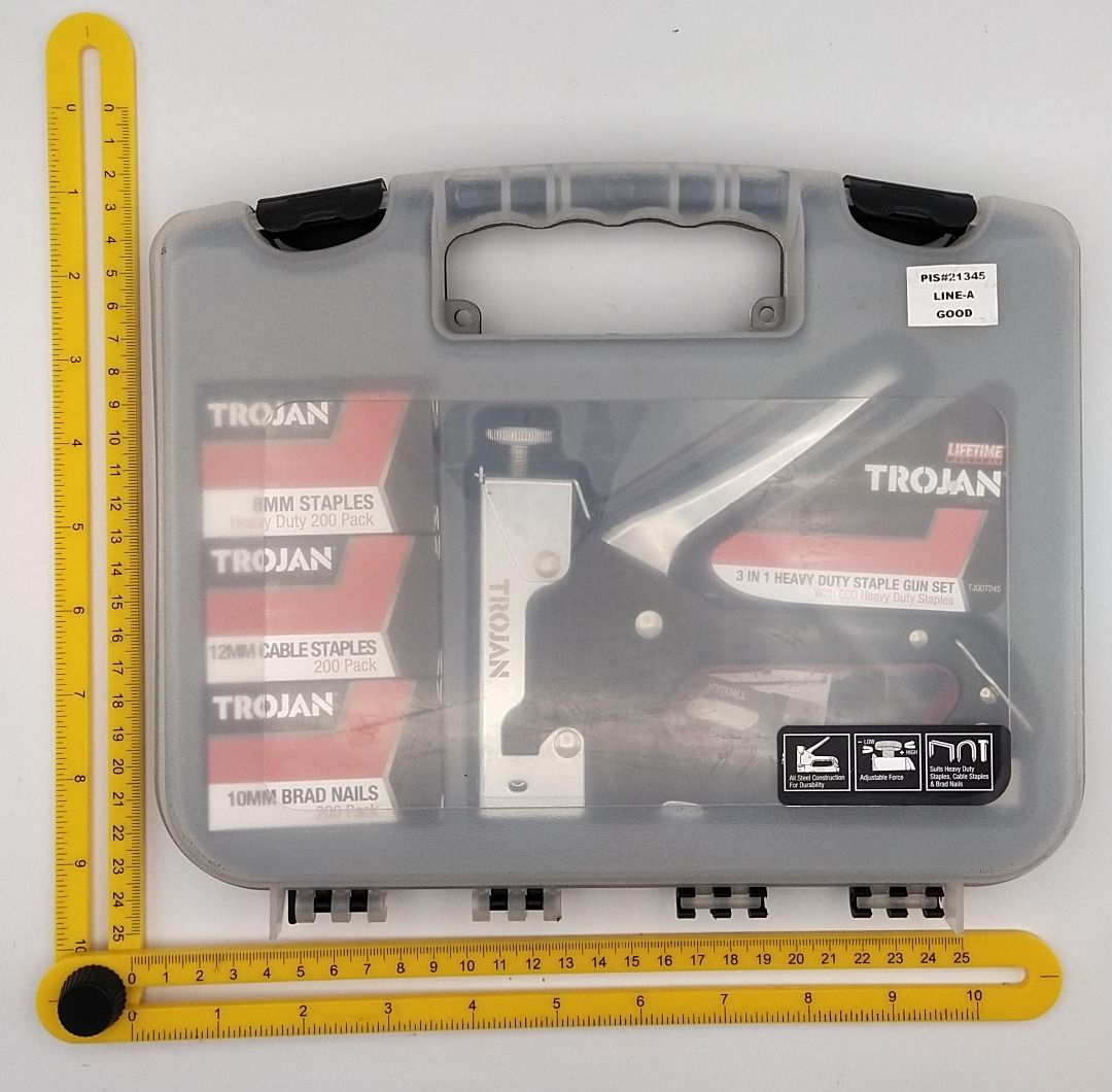 3 in 1 GUN TROJAN Staple Gun Heavy Duty Metal Stapler for Staples or