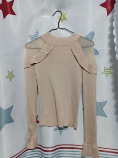 香檳金色露膊針織衫64214073386369110