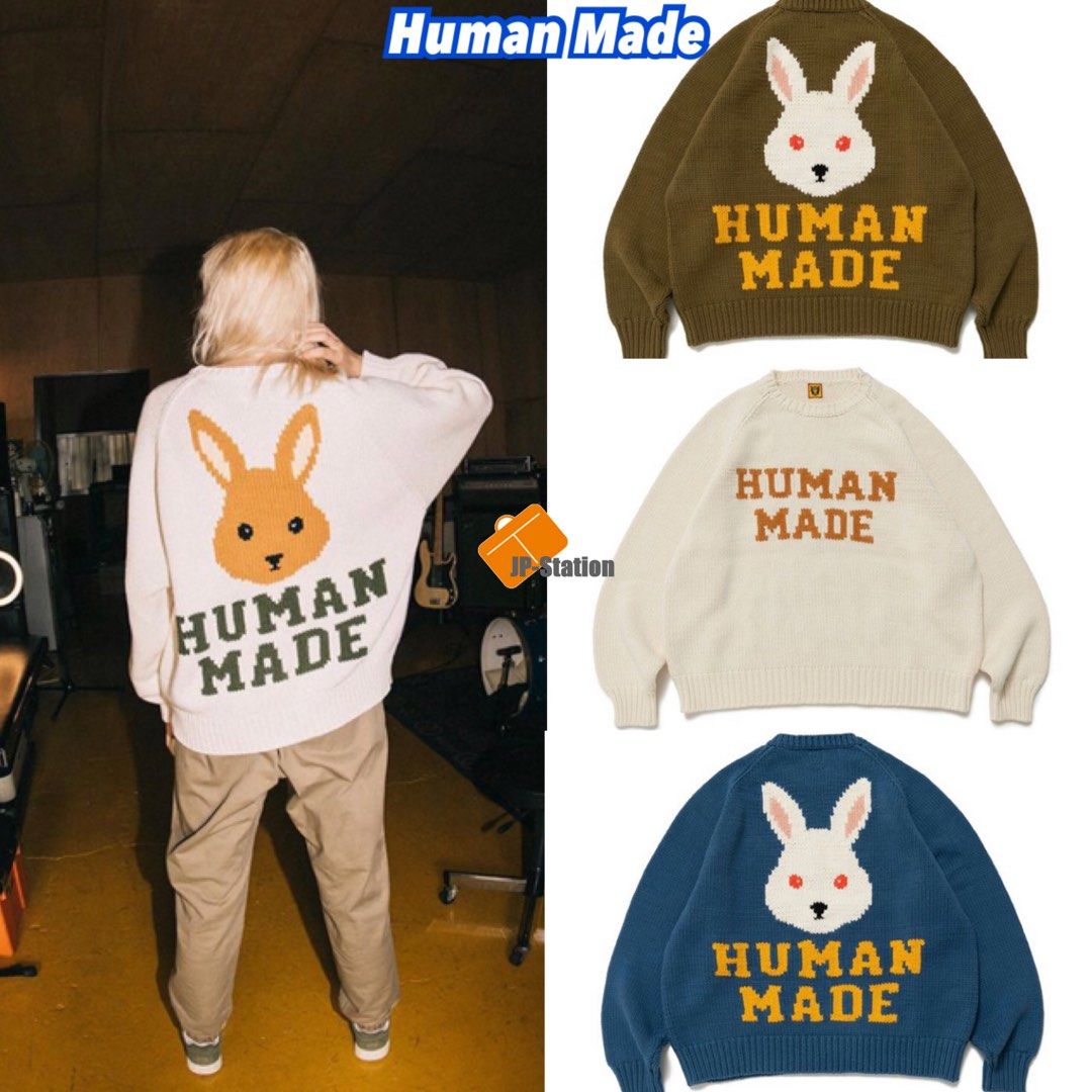 保存版】 白HUMAN MADE RABBIT RAGLAN KNIT SWEATER ニット/セーター ...