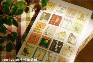 ✨台灣現貨✨愛麗絲 小紅帽復古郵票貼紙4張共80枚(143)