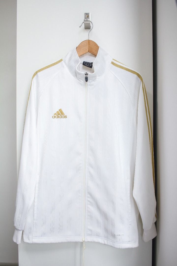 Adidas originals white top and gold jacket