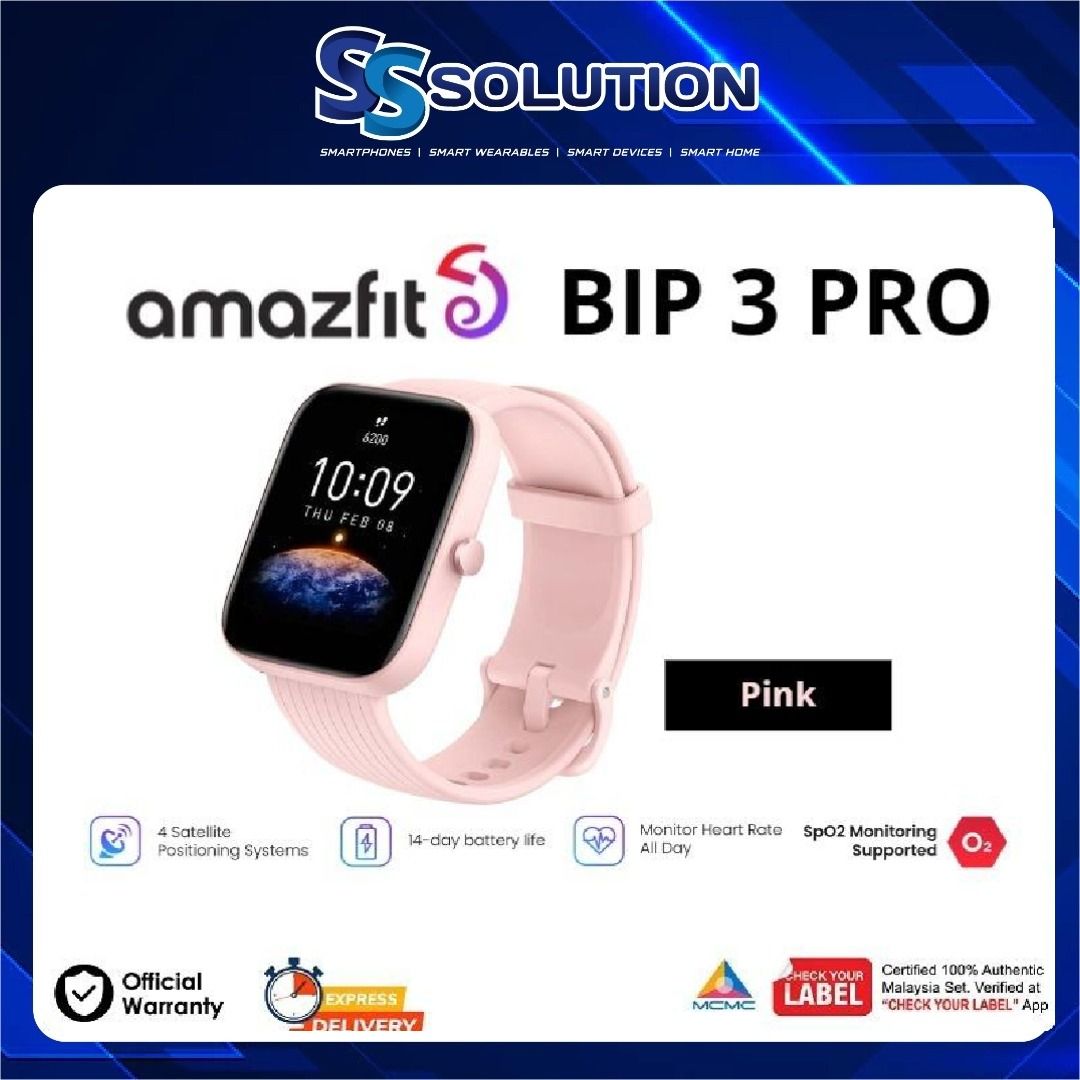Amazfit Bip 3 Pro Smartwatch GPS 1.69 Color Display 14 Days Battery Life  5ATM Water-resistance SpO2 60sport mode, Mobile Phones & Gadgets, Wearables  & Smart Watches on Carousell