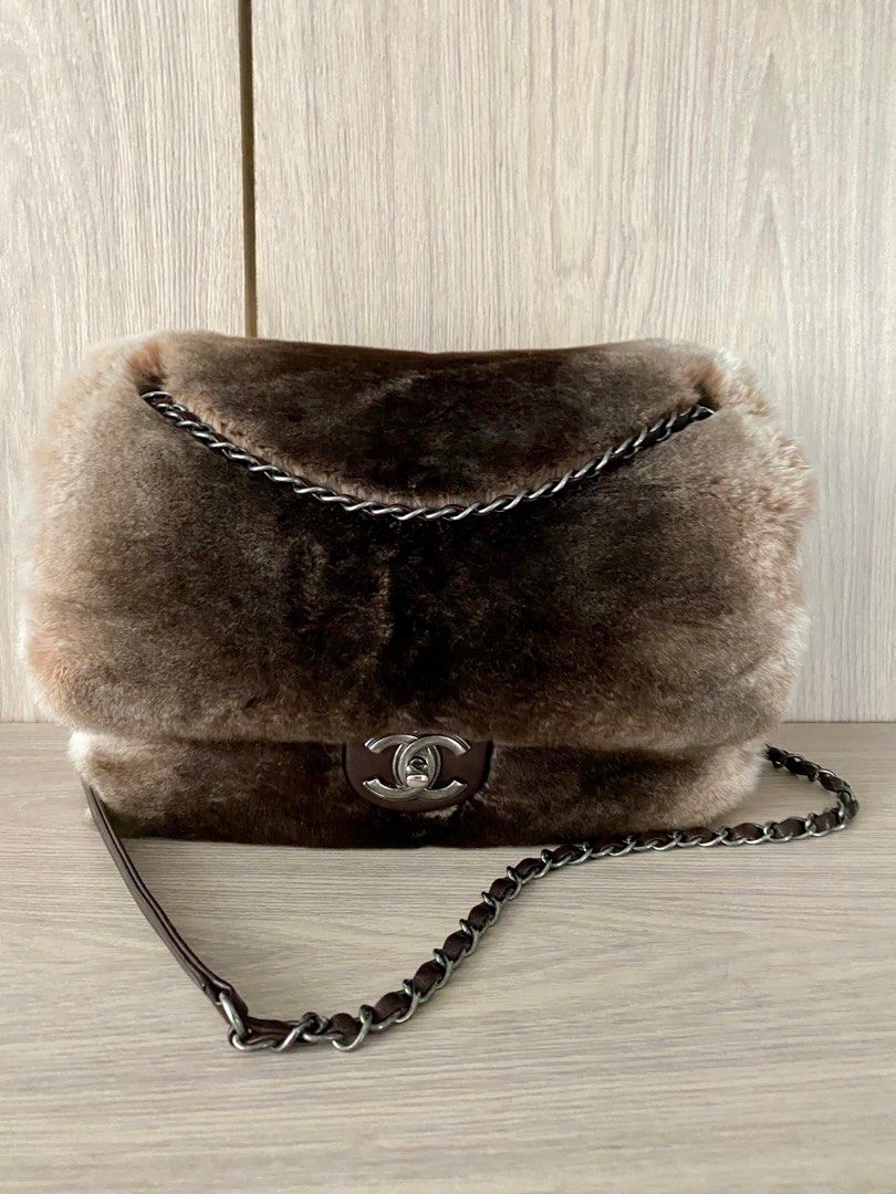 Chanel fur flap sale bag