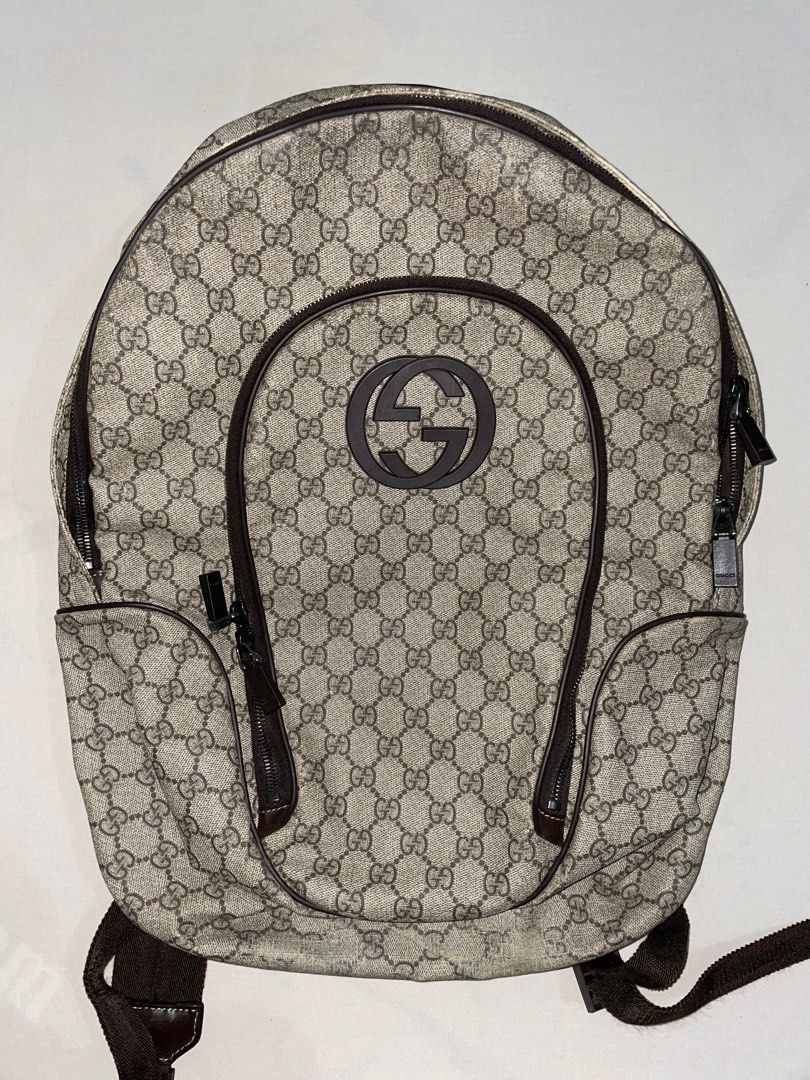 AUTHENTIC Gucci Interlocking G Backpack GG Coated Canvas Medium