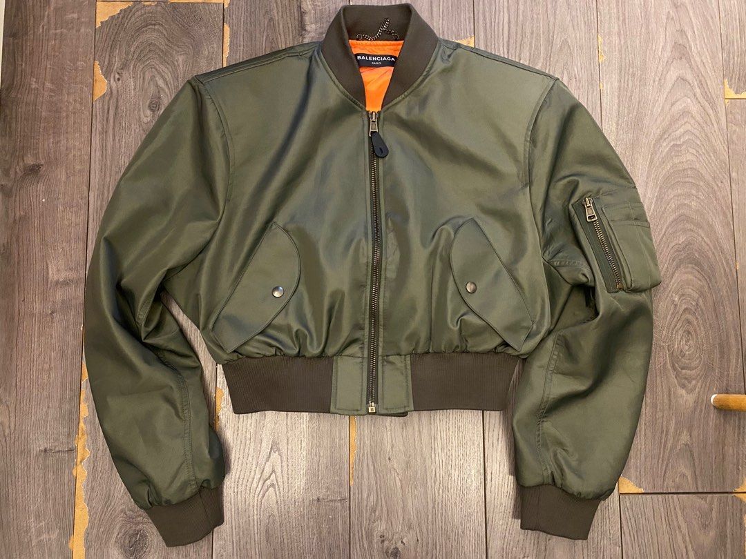 Balenciaga padded shoulders cropped boxy jacket ma-1 SS17, 名牌