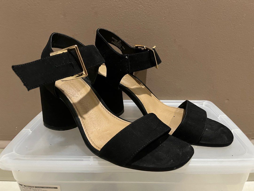 ASOS Buckle-Strap Heels Over Time Western Black Block Kitten Heel Size 8 |  Strap heels, Kitten heels, Heels