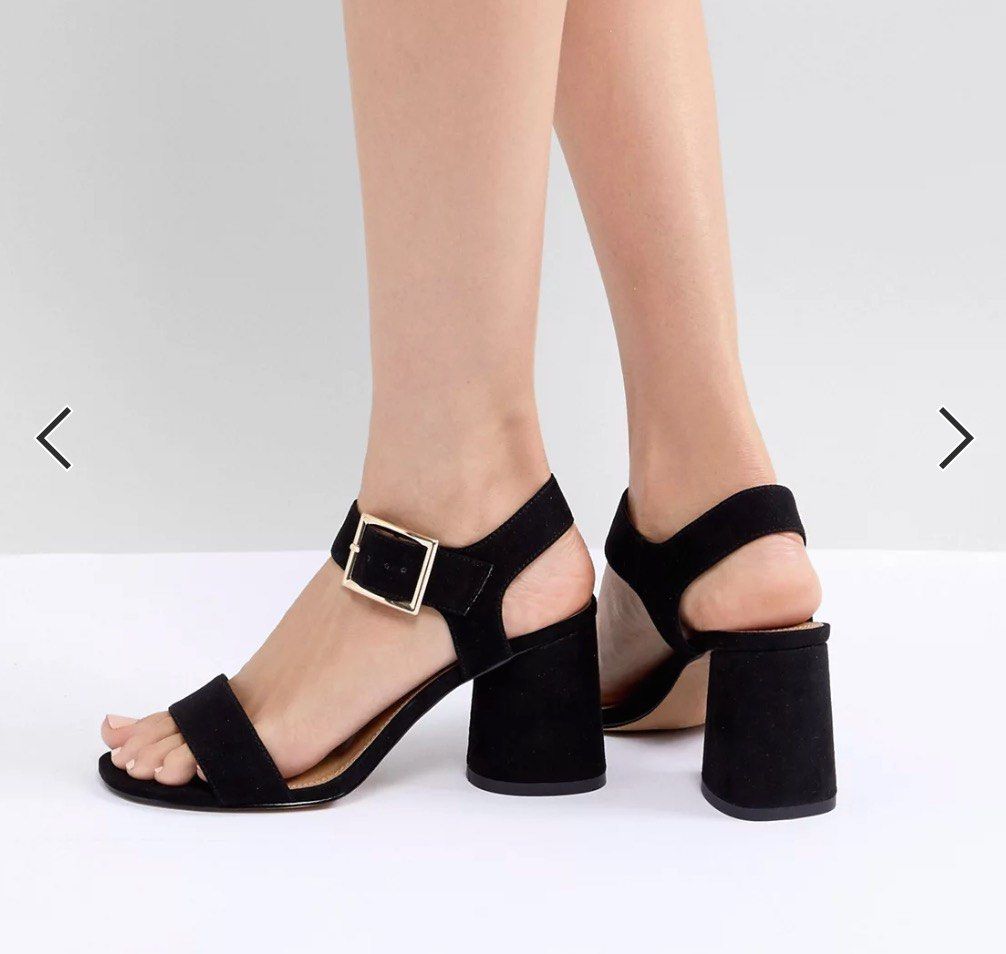 ASOS DESIGN Wide Fit Sutton slingback mid block heeled shoes in black | ASOS