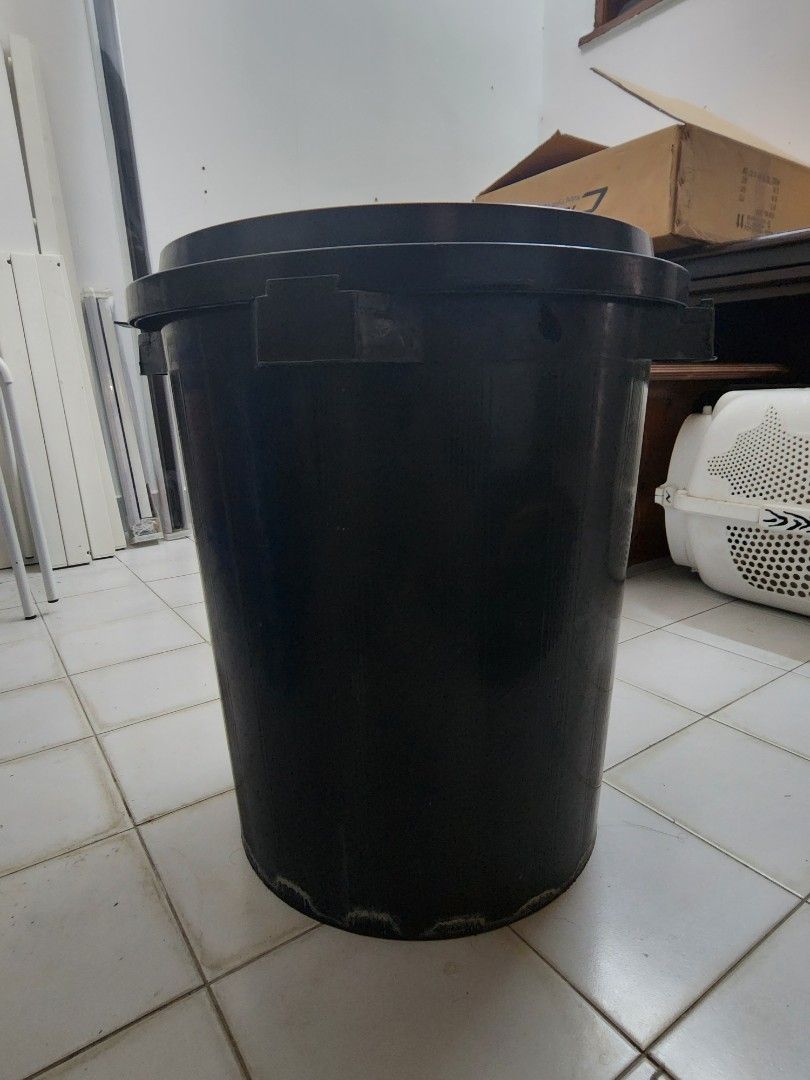 Black Dustbin 45L (12 Gallon), Furniture & Home Living, Cleaning